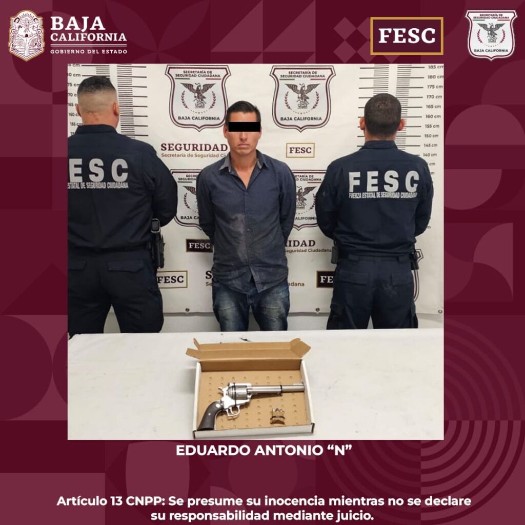 DETIENE FUERZA ESTATAL A HOMBRE ARMADO EN ENSENADA