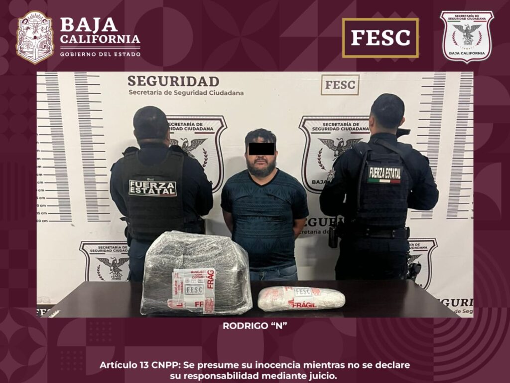 INCAUTA FUERZA ESTATAL MÁS DE 24 KILOS DE METANFETAMINA EN TIJUANA; HAY UN HOMBRE DETENIDO