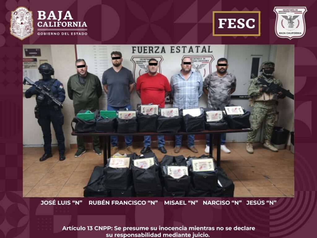 ASEGURAN FESC Y SEDENA A 5 PERSONAS CON MÁS DE 200 PAQUETES DE COCAÍNA Y FENTANILO