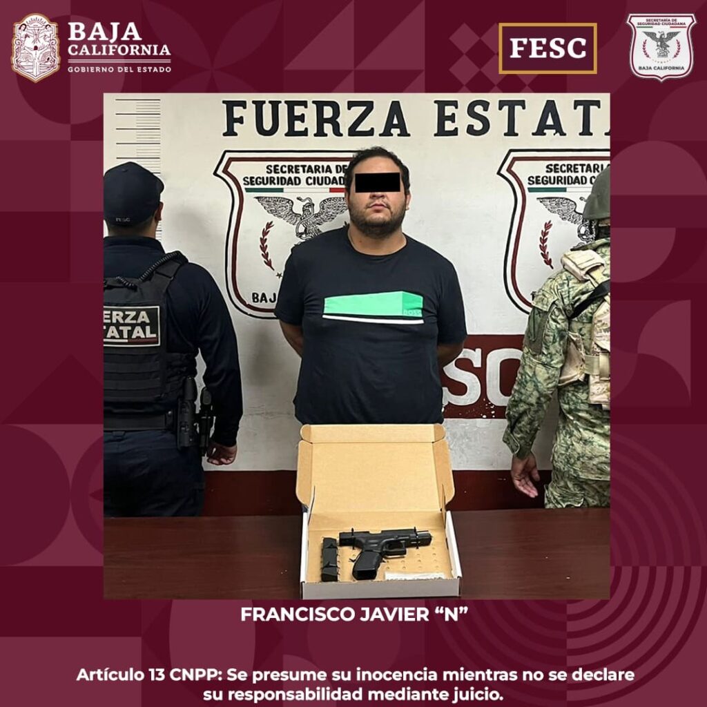 ASEGURA FUERZA ESTATAL A HOMBRE EN PODER DE UN ARMA DE FUEGO; PROTAGONIZÓ PERSECUCIÓN POR VARIAS CALLES DE MEXICALI