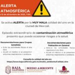 INFORMA SMADS MALA CALIDAD DEL AIRE EN MEXICALI; EXHORTA A EVITAR HACER FOGATAS Y USO DE PIROTECNIA