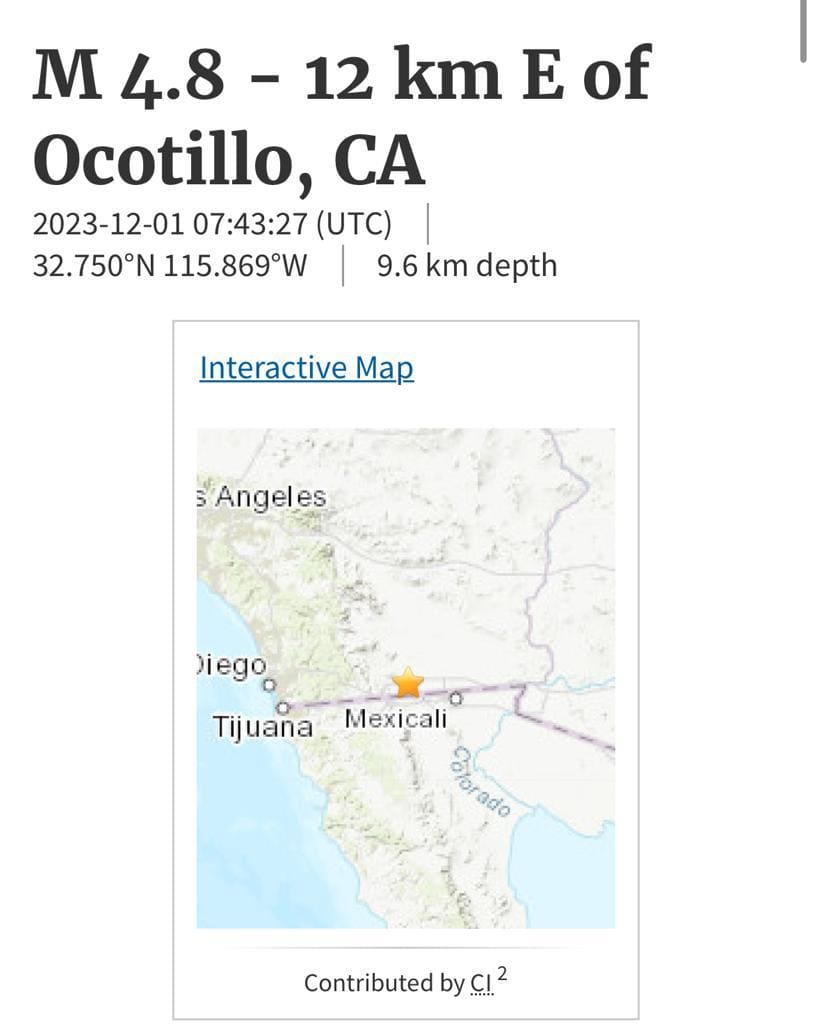 REPORTA PROTECCIÓN CIVIL BAJA CALIFORNIA SISMO MAGNITUD 4.8