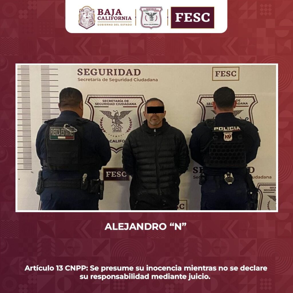 CAPTURA SSCBC A HOMBRE BUSCADO POR LA FGE POR EL DELITO DE HOMICIDIO