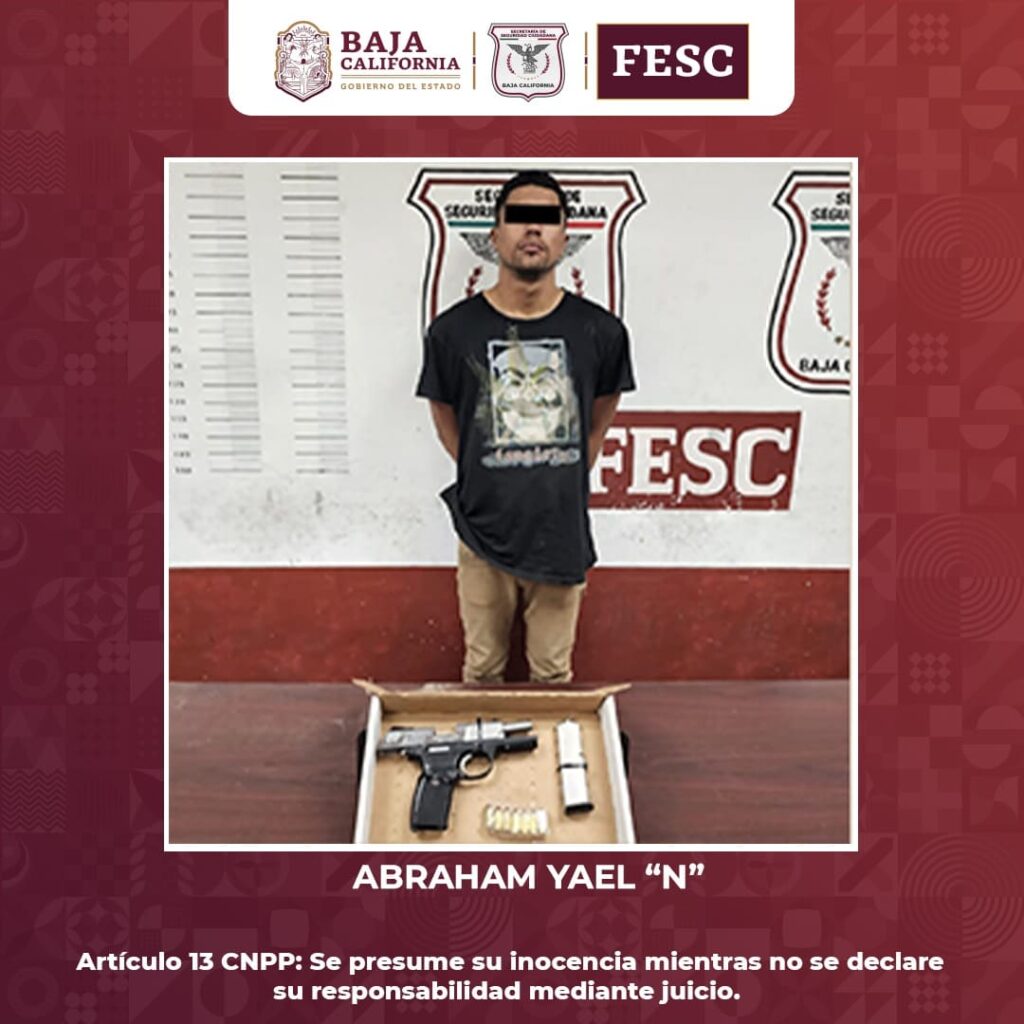 DETIENEN AGENTES DE ENLACE INTERNACIONAL DE FESC A SUJETO ARMADO EN MEXICALI