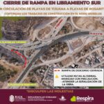 INFORMA SIDURT CIERRES TEMPORALES EN RAMPA DE DESCENSO EN LIBRAMIENTO SUR EN EL NODO MORELOS