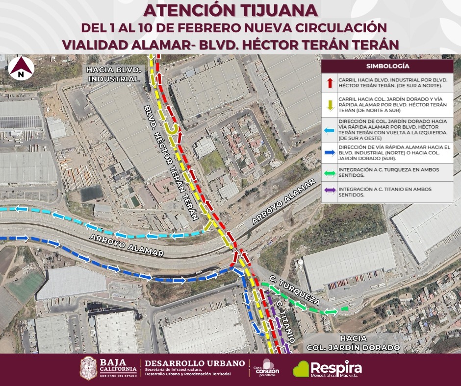 INFORMA SIDURT AJUSTES EN LA CIRCULACIÓN EN EL NODO ALAMAR TERÁN TERÁN CON MOTIVO DE LAS PRECIPITACIONES QUE SE ESPERAN