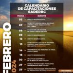 PRESENTA SADERBC CALENDARIO DE CAPACITACIONES PARA FEBRERO 2024