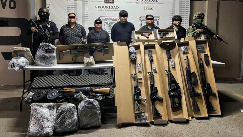 DETIENE FUERZA ESTATAL A CINCO HOMBRES ARMADOS EN EL VALLE DE MEXICALI