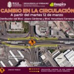 ADELANTA SIDURT TRABAJOS DE DESVÍO EN LA CIRCULACIÓN SOBRE EL BULEVAR LÁZARO CÁRDENAS A LA ALTURA DEL BULEVAR VENUSTIANO CARRANZA A PARTIR DE ESTE MARTES 12