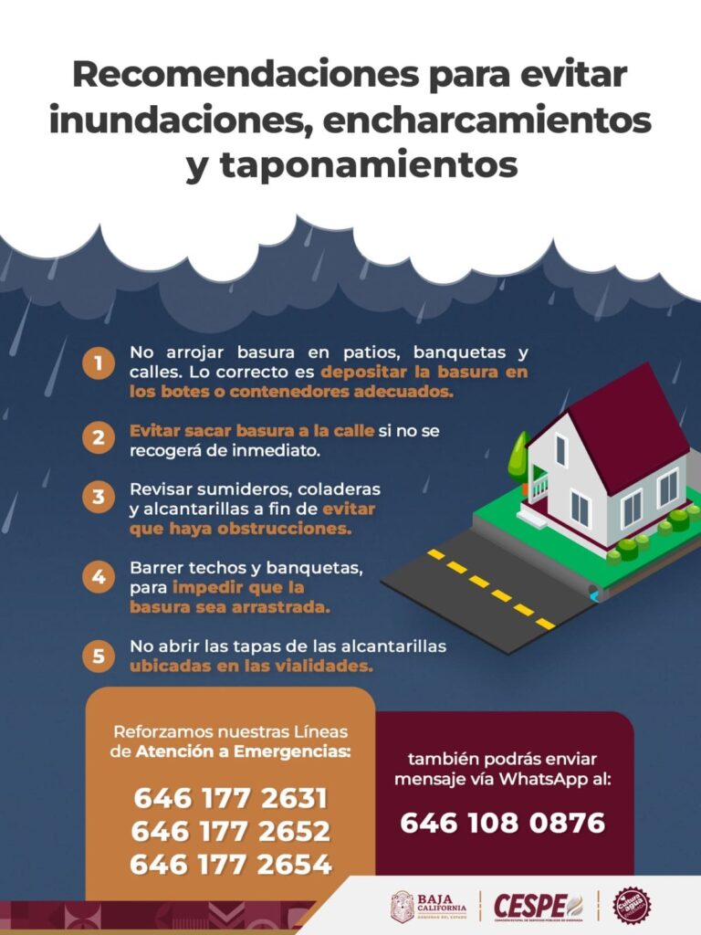 EMITE CESPE RECOMENDACIONES PARA EVITAR ENCHARCAMIENTOS, INUNDACIONES Y TAPONAMIENTOS DURANTE LLUVIAS