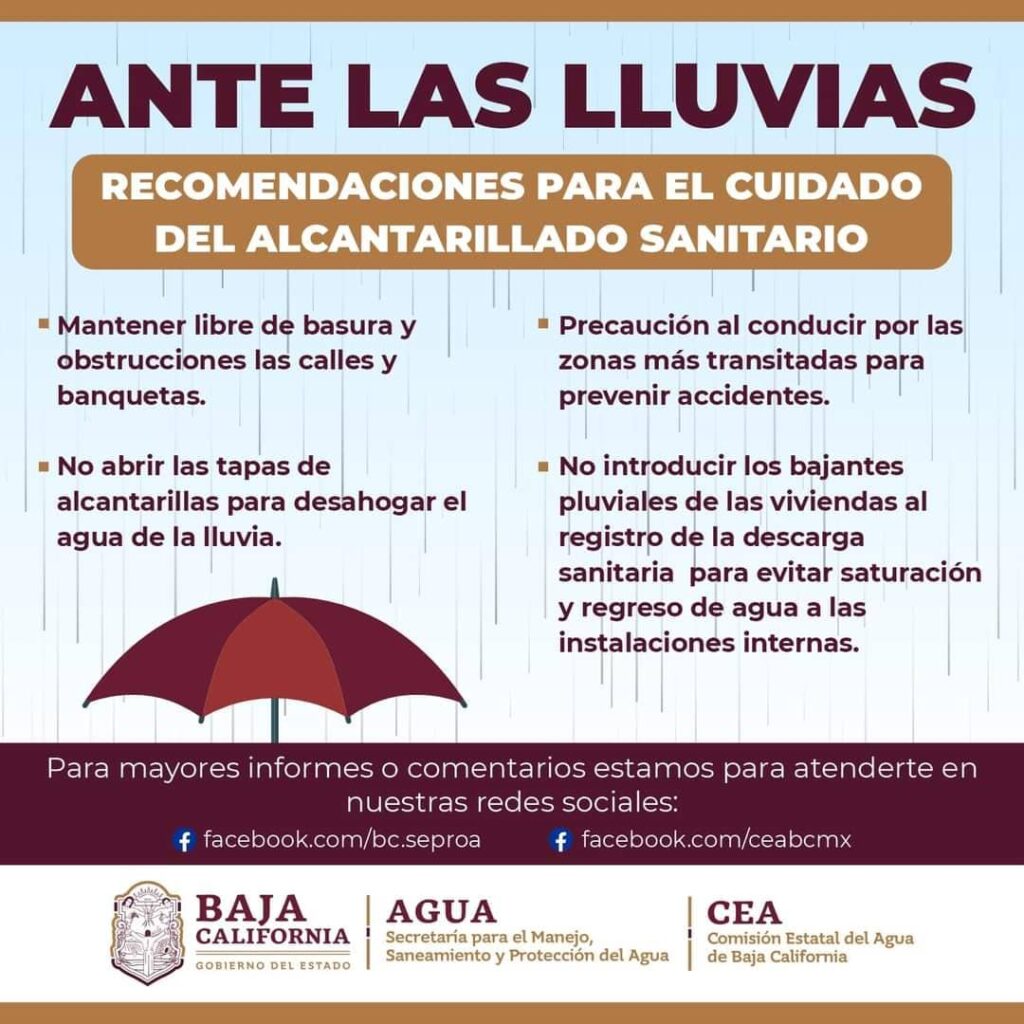 EMITE SEPROA RECOMENDACIONES ANTE PRONÓSTICO DE LLUVIAS EN ZONA COSTA DEL ESTADO