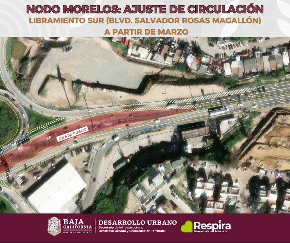 INFORMA SIDURT NUEVO AJUSTE EN LA CIRCULACIÓN DEL BLVD. ROSAS MAGALLÓN, NODO MORELOS