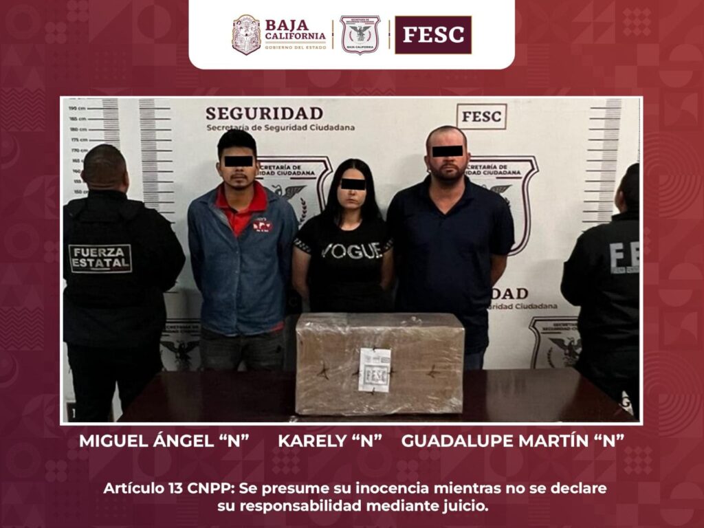 DECOMISA FUERZA ESTATAL 8 KILOS DE METANFETAMINA EN TIJUANA; HAY DOS HOMBRES Y UNA MUJER DETENIDOS