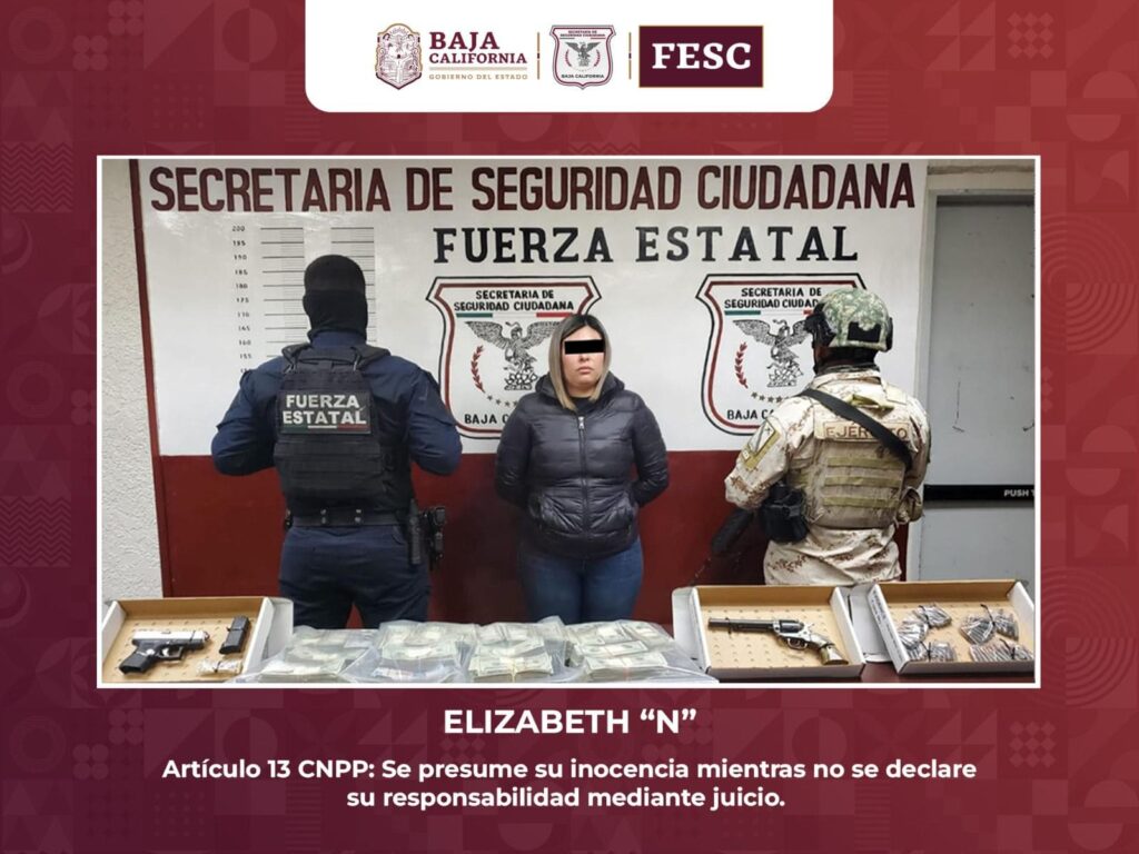 DETIENEN FUERZA ESTATAL Y SEDENA A MUJER EN POSESIÓN DE ARMAS DE FUEGO Y CERCA DE 200 MIL DÓLARES