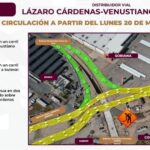 ANUNCIA SIDURT CAMBIOS EN CIRCULACIÓN VEHICULAR EN ZONA DE TRABAJO DEL DISTRIBUIDOR VIAL LÁZARO CÁRDENAS Y VENUSTIANO CARRANZA