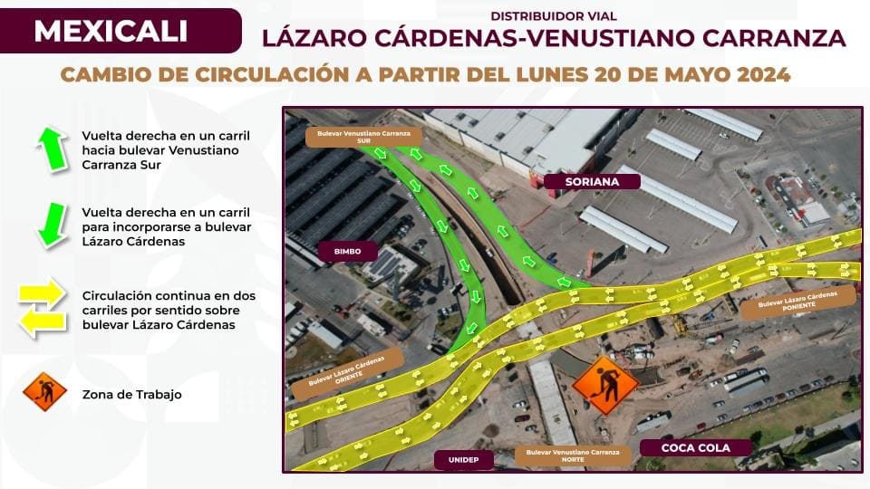 ANUNCIA SIDURT CAMBIOS EN CIRCULACIÓN VEHICULAR EN ZONA DE TRABAJO DEL DISTRIBUIDOR VIAL LÁZARO CÁRDENAS Y VENUSTIANO CARRANZA