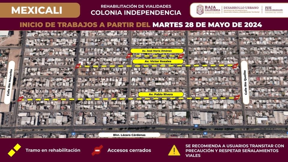 ANUNCIA SIDURT TRABAJOS DE REHABILITACIÓN EN COLONIA INDEPENDENCIA EN MEXICALI