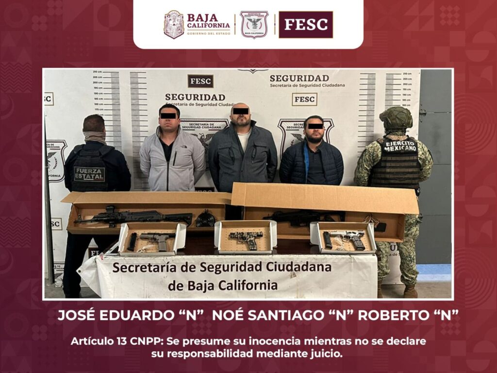 PERMITE DENUNCIA CAPTURAR A TRES HOMBRES ARMADOS EN PLAYAS DE ROSARITO: SSCBC