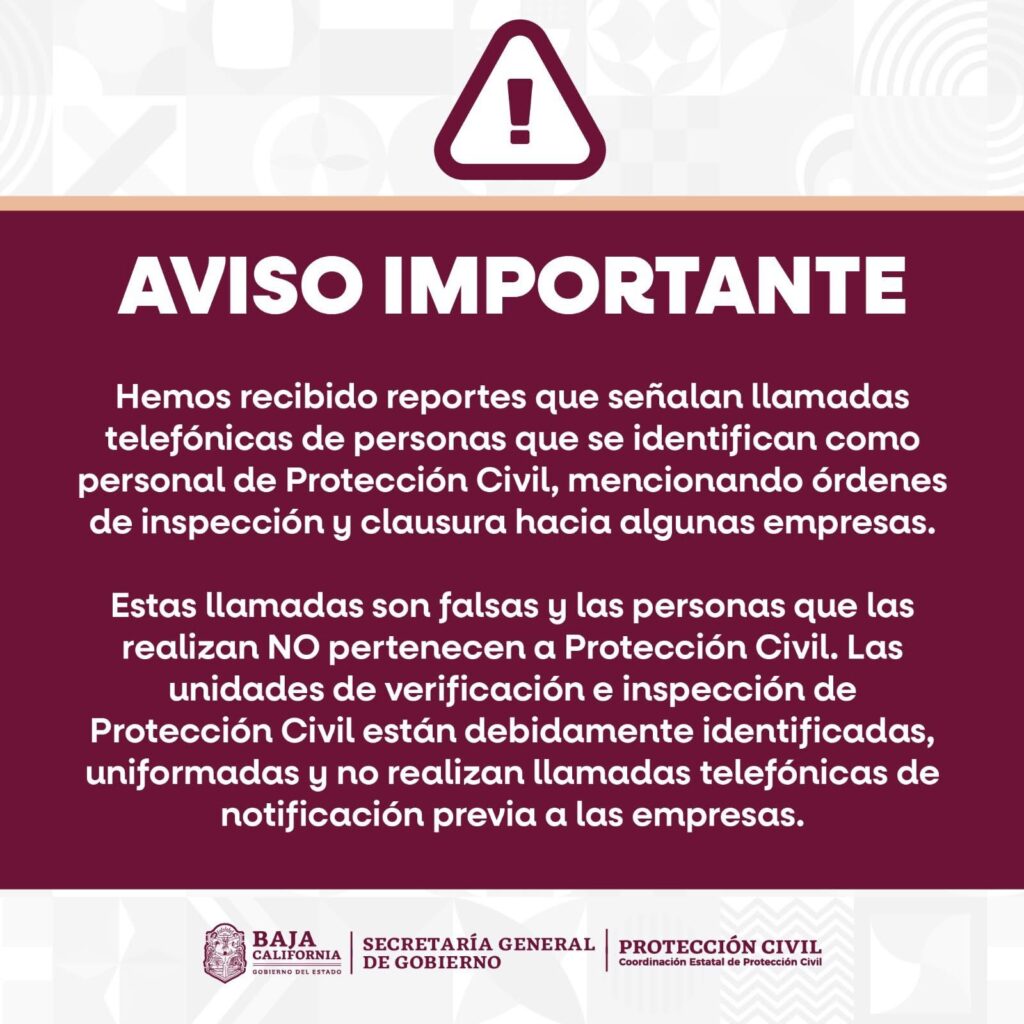 ADVIERTE PROTECCIÓN CIVIL #BC SOBRE LLAMADAS FALSAS DE EXTORSIÓN 🚨