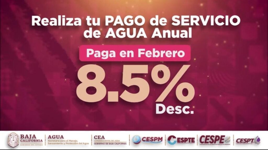 INVITA SECRETARÍA DEL AGUA APROVECHAR ÚLTIMOS DÍAS DEL 8.5% DE DESCUENTO EN EL PAGO DE SERVICIO DE AGUA